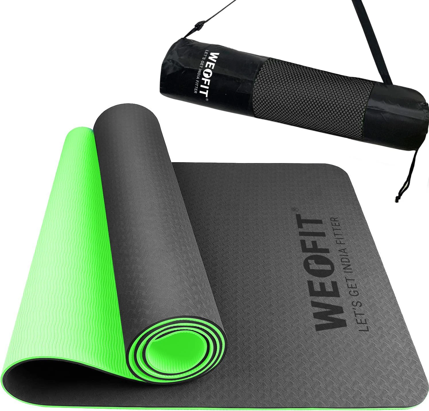 Двусторонний коврик для йоги WErFIT — 10 мм с сумкой для переноски