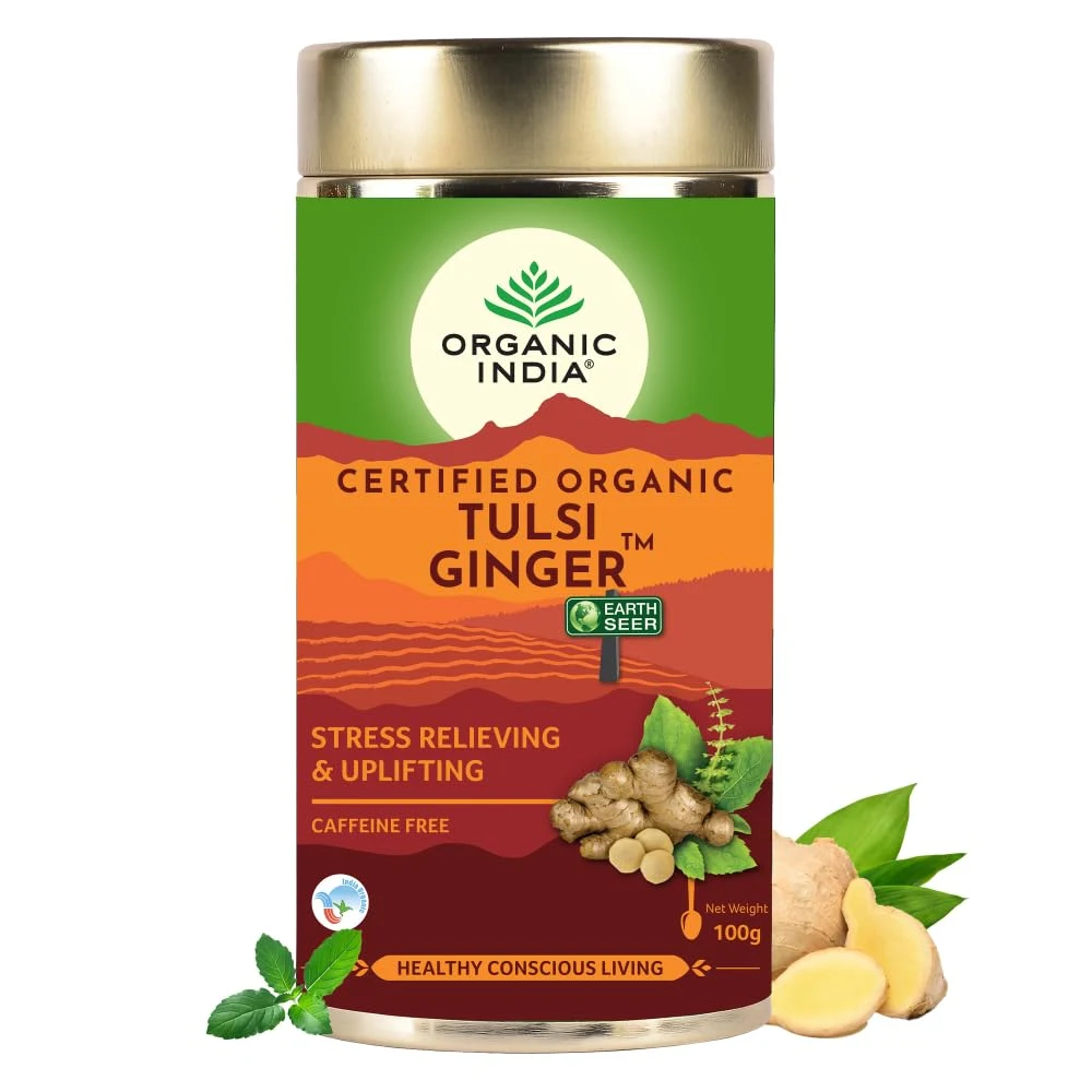 Травяной чай с тулси и имбирём Organic India — 100 г