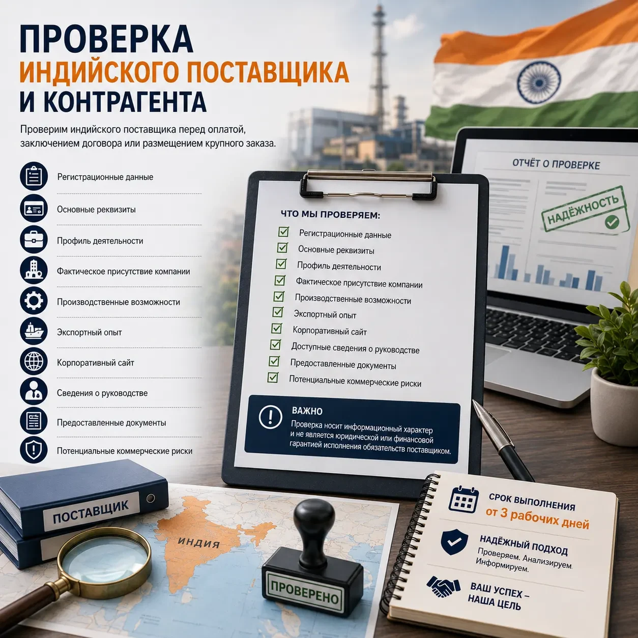 Проверка индийского поставщика и контрагента