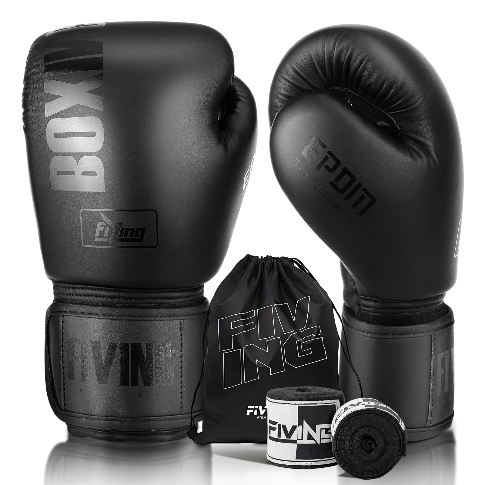 Боксёрские перчатки с бинтами FIVING — 14 oz