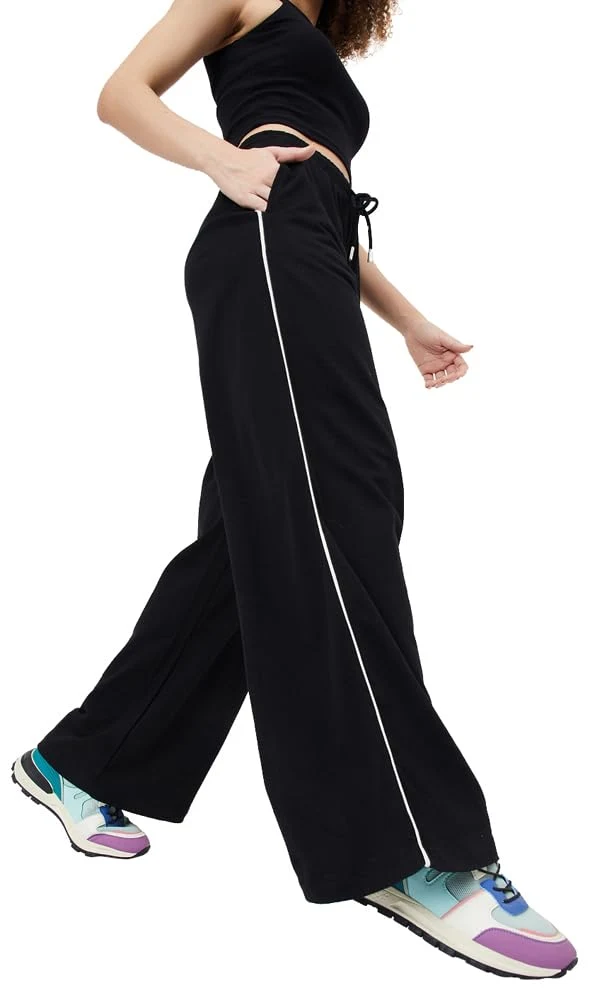 Женские широкие спортивные брюки Max Plus Size с боковыми полосками, чёрные